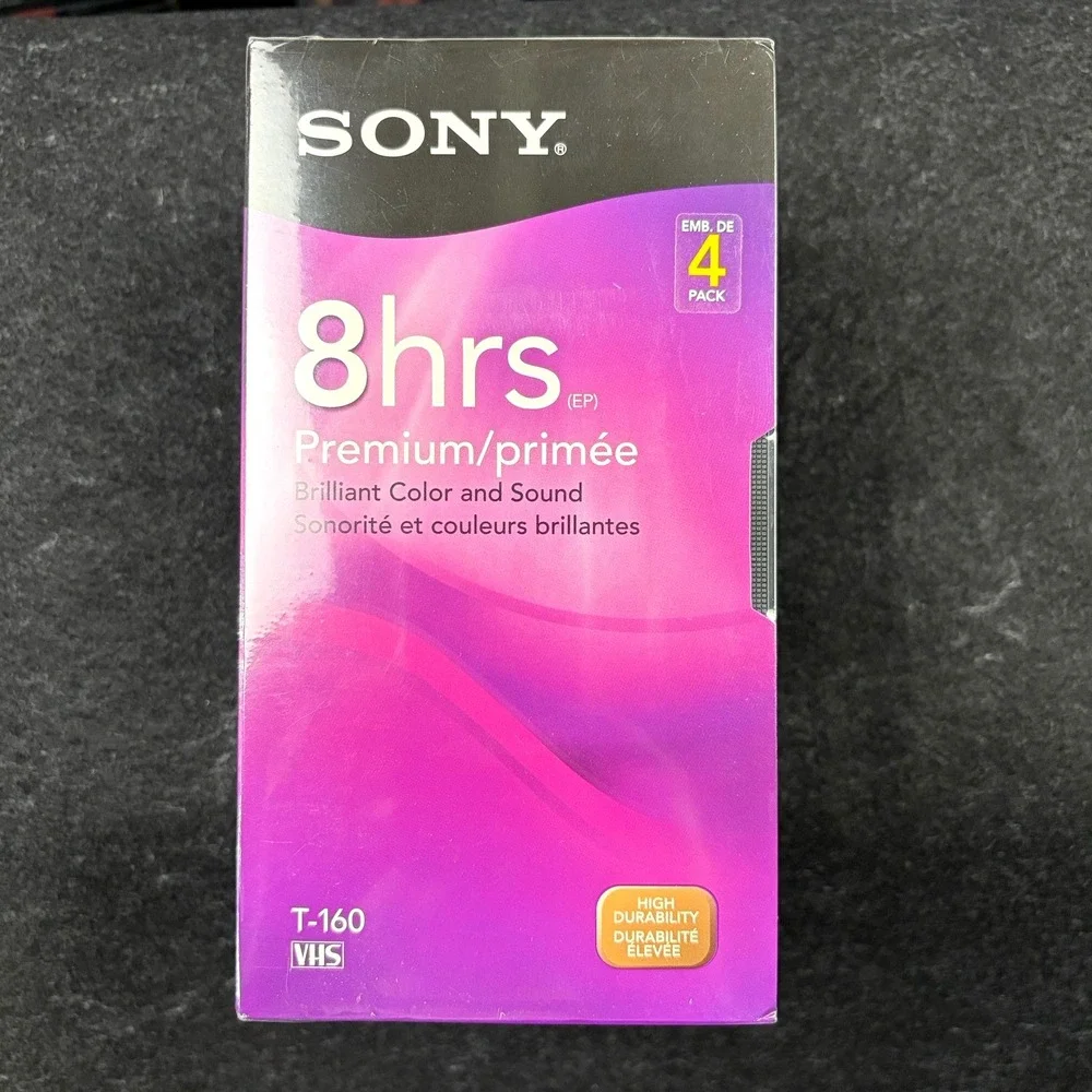 SONY T-160VL 4 Pack Premium 8hr Brilliant ColorSound VCR VHS Cassettes Sealed